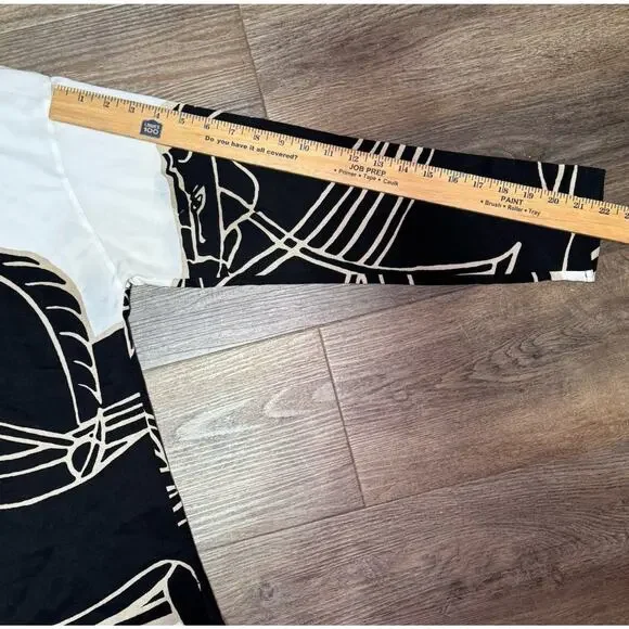 Tory Burch Shirt Women's Size 6 Black White Horse Trocadero Blouse - Picture 5 of 11